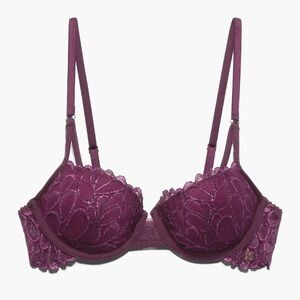 SAVAGE X FENTY NOT SORRY LIGHTLY LINED LACE BALCONETTE BRA 34B LATE NIGHT PURPLE